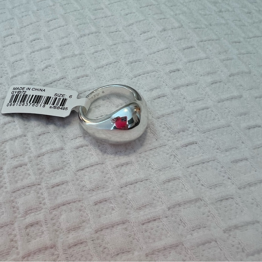 NEW J. Crew Sculptured Orb Silver Mirror Ring Size 6